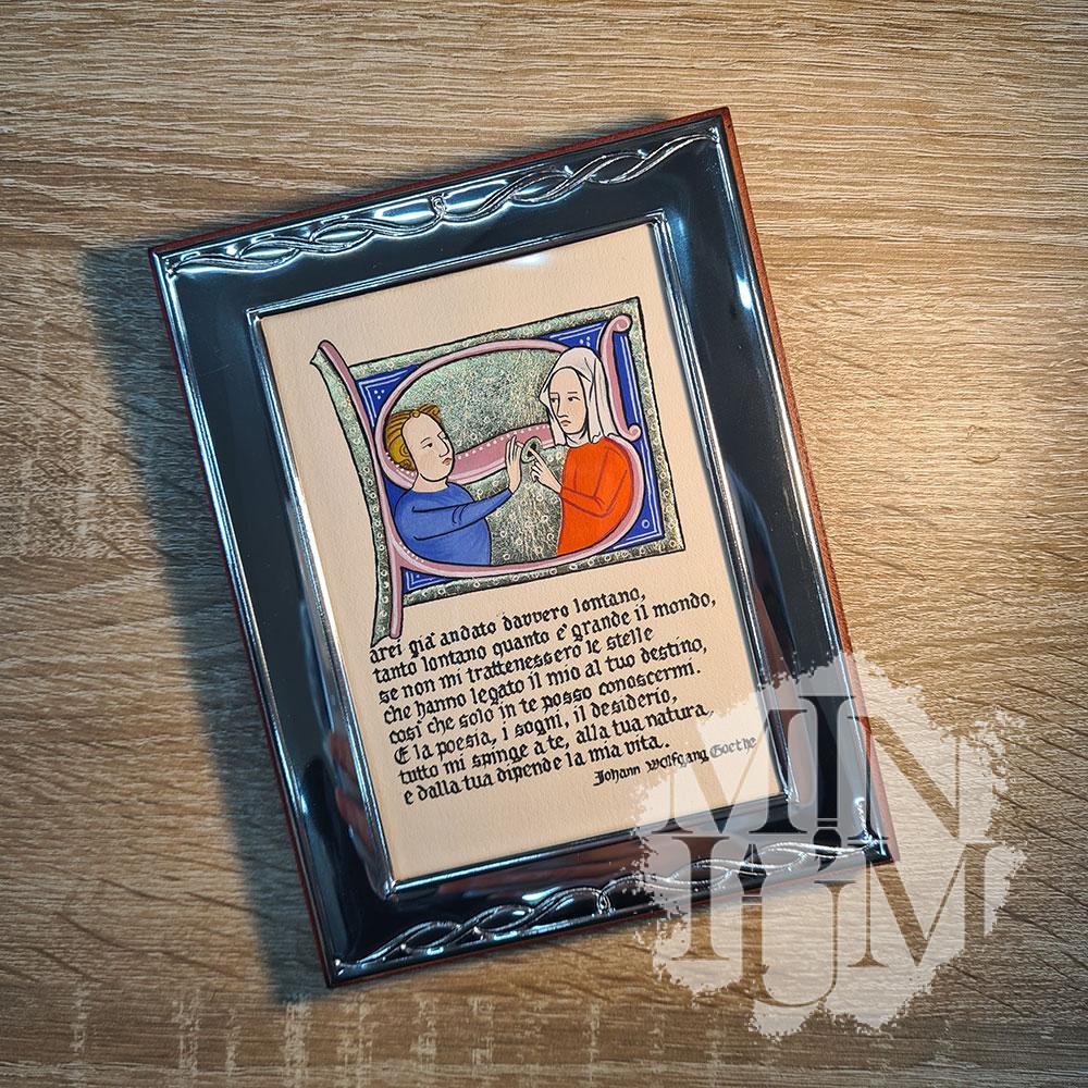 Capolettera matrimoniale con poesia d'amore